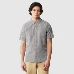 The North Face Mens S/S Hypress Shirt Taupe Green Plaid