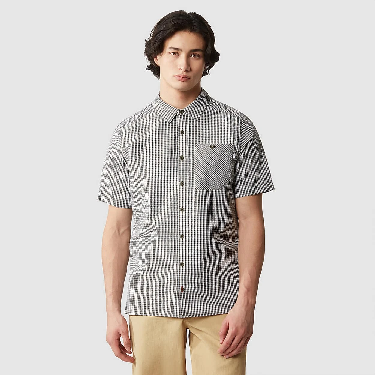 The North Face Mens S/S Hypress Shirt Taupe Green Plaid 3 The North Face Mens S/S Hypress Shirt Taupe Green Plaid