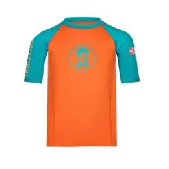 TROLLKIDS Kids Kvalvika Shirt Bright Orange/Lake Blue